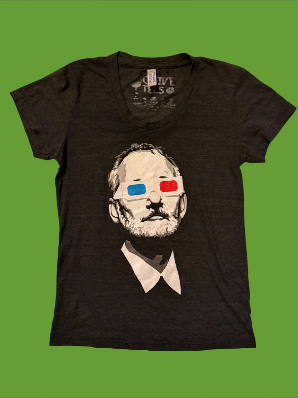 Chive Tees Authentic Bill Murray in 3D Glasses Heathered Charcoal T-Shirt W SzM